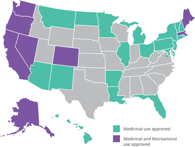 29个州批准医用或娱乐性使用大麻
